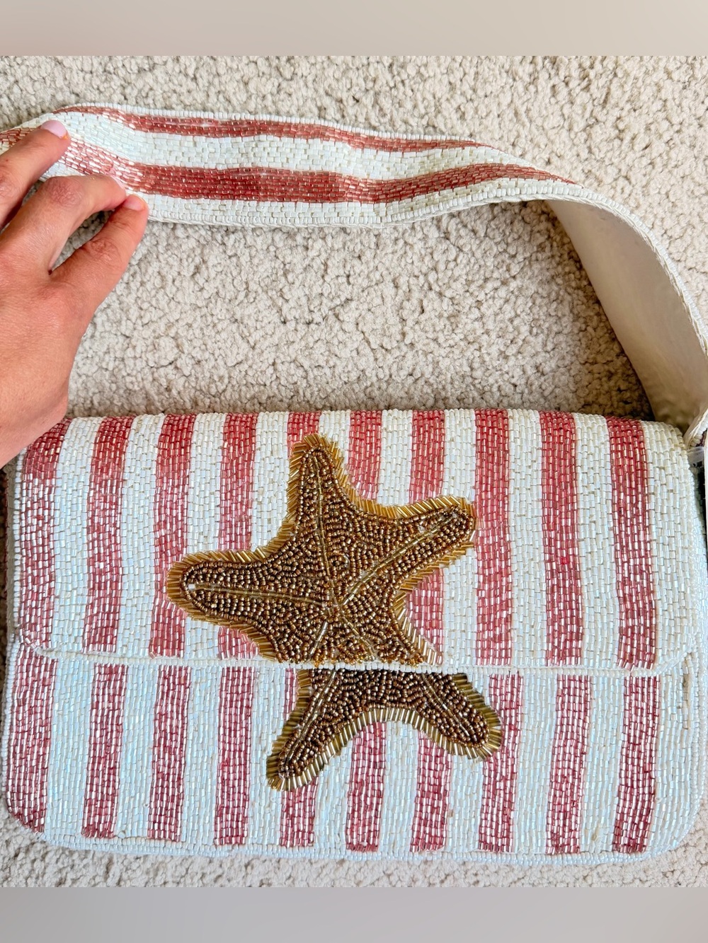 *Viral* Striped Beaded Starfish Bag NWT